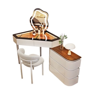 Nouvelle table de toilette d'angle minimaliste moderne en bois massif 2024, forme triangulaire, tiroirs intégrés, pour <span class=keywords><strong>petit</strong></span> appartement, hôtel, salon - Product Image 2