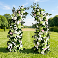L-R502 Promotion : Arche de fleurs artificielles colorées en forme de corne de haute qualité pour décoration de scène de mariage