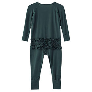 Tessuto personalizzato OEM Bamboo Baby Boys Girls Footless in viscosa di bambù Zippy tute da notte <span class=keywords><strong>tutina</strong></span> un pezzo con volant per 0-2 anni - Product Image 4