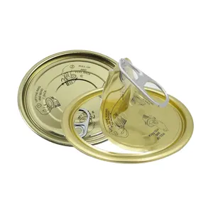 Tinplate 202# EOE Easy Open Can Lid Tin Can Cover for Tomato Cans 52mm Food Grade Coated Silver or Gold Tins with Clear Lid