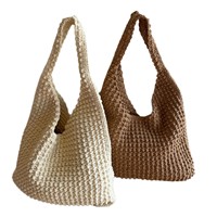 Sac coréen à deux sangles, ouvert sous les bras, tricoté et tissé à la main, tendance automne-hiver, grande capacité, style décontracté pour les vacances