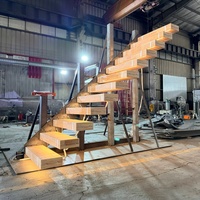 Escalier Flottant Blanc Moderne Minimaliste Invisible à Cantilever avec Marches en Pierre et Rampe LED pour Constructeurs et Entrepreneurs