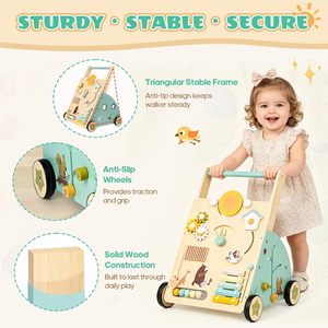 Marche-bébé musical en bois certifié pour les 25-36 mois, développe les capacités motrices et stimule l'apprentissage de la poussée et du tirage - Product Image 2