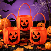 Lot de 3 sacs à bonbons d'Halloween en forme de citrouille, seaux tissés en forme de citrouille, sacs pour la collecte de bonbons, cadeaux pour fêtes costumées d'Halloween, pour bonbons et friandises