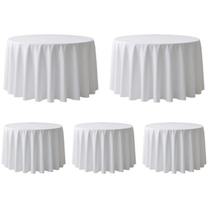 Wholesale Custom Fitted Round Tablecloth Polyester White Wedding <b>Table</b> Cloths for Events - Product Image 4