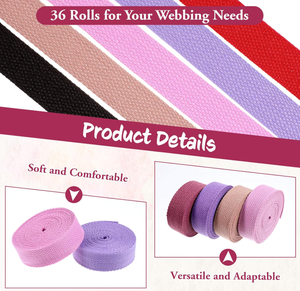 Nastro in Cotone Ecologico Resistente, 50 Iarde, 32 Colori per Borse, Cinghie, Cinture e Lavori Artigianali - Product Image 2