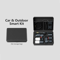 Kit d'urgence automobile premium : Nettoyeur, aspirateur, pompe à pneus, lumière LED 500M, chargeur sans fil 15W, charge USB ultra-rapide 5A, batterie OEM