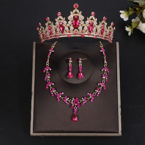 ชุดเครื่องประดับมงกุฎสามชิ้นแบบครอส-บอร์เดอร์ สไตล์บาโรก ประดับคริสตัลสีม่วง มงกุฎราชินี สร้อยคอเจ้าสาว ชุดราตรีงานแต่งงาน - Product Image 6