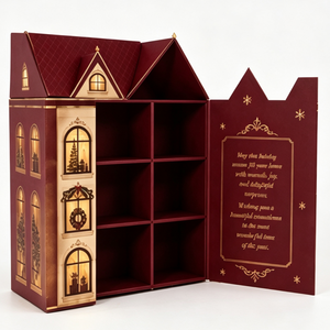 Christmas <b>Gift</b> House <b>Box</b> with Multi Compartments Festive Window Design Custom Packaging for Holiday <b>Gifts</b> and Corporate <b>Presents</b> - Product Image 1