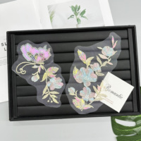Patch brodé de fleurs à sequins de luxe en gros pour robe de mariée, décoration de vêtements de mode, accessoires de couture