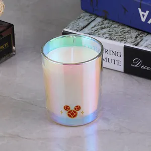 Electroplating Glass Private Label Luxury Design Custom Green Fragrance Soy Wax Scented Candle With Customizable Logo