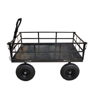 Extérieur Ferme Cour Pelouse Jardin Camping 2-en-1 Wagon Chariot utilitaire robuste Poignée rotative Chariot de jardin en maille d'acier - Product Image 6