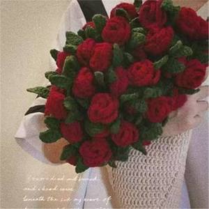 Wholesale Hand Woven Yarn DIY Rose Lily <b>Blanket</b> Jasmine Flower Bouquet Crochet Hook Gift Material Package - Product Image 5