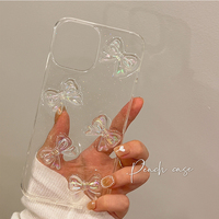 Luxe 3D Laser Bow Glitter Clair Étui Souple Pour iPhone 14 13 Pro Max 12 11 Mini X XS XR 7 8 Plus SE 2020 Bling Couverture Transparente