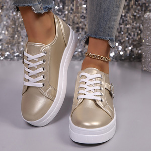 Autumn New Thick-Soled Lace-Up Rhinestone Casual Shoes Large Size Platform Sports Shoes for Women Wholesale 43 - Product Image 2
