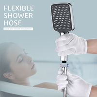 Leelongs Conception durable et durable 3 modes de douche à main à bouton chromé en plastique écologique haute pression pour salle de bain