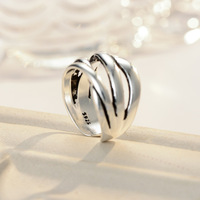 Bague d'ouverture en argent Sterling S925 pour femmes, anneau rétro tissé multicouche, bague polyvalente personnalisée