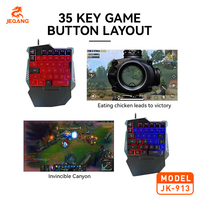 Clavier Jeqang JK-913 4N1 Mini USB à une main avec rétroéclairage RVB Plug and Play pour les jeux PUBG Optique de bureau