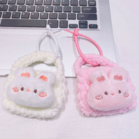 Porte-monnaie porte-clés portable en peluche lapin tricoté à la main, design tendance, motif dessin animé, doux, écologique et mignon, vente en gros, nouveau style