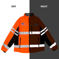 Veste en toile réfléchissante pour l'automne et l'hiver, vêtement de travail haute visibilité pour la construction, imperméable, coupe-vent, col montant
