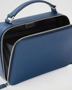 Logo personnalisé <span class=keywords><strong>Marine</strong></span> <span class=keywords><strong>Bleu</strong></span> Saffiano Cuir Hommes de Fermeture Éclair Bandoulière Sac À Main Épaule Messenger Sac - Product Image 6