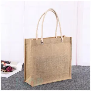 Kích Thước Tiêu Chuẩn Màn Hình Tự Nhiên In Vải Bố Đay Shopping Bag Hessian Linen Đay Tote Bag Với Rope Handle 35x32x12cm