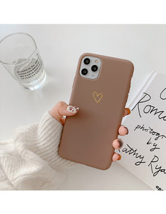 Funda de teléfono de lámina dorada personalizada, OEM, fabricante chino, bronce, estampado dorado, para PC, marrón, con Corazón dorado - Product Image 4