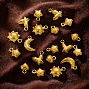 Colgante Mini Estrella Luna de Acero Inoxidable, Accesorio de Oro 18K, Impermeable, para DIY: Collar, Pendientes, Pulsera - Product Image 2