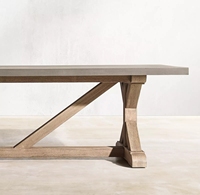 Nouveau Mobilier d'extérieur Table de salle à manger rectangulaire belge en béton et teck avec chevalet