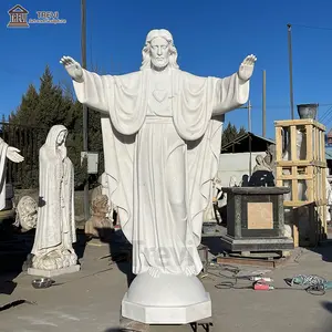 รูปปั้นหินอ่อนสีขาวของพระเยซูคริสต์แกะสลักด้วยมือขนาดใหญ่สำหรับกลางแจ้ง