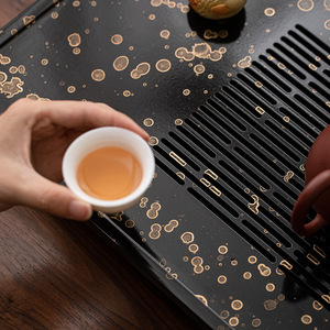 Lacquered <b>Tea</b> Tray With Drainage Flat Design For Kung Fu <b>Tea</b> <b>Set</b> Home Use - Product Image 2