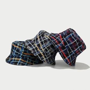 Wholesale Unisex Plaid Graffiti Mesh <b>Reversible</b> Sunshade Fisherman's <b>Hat</b> Sun <b>Bucket</b> <b>Hats</b> - Product Image 3