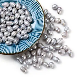 Perle d'eau douce de culture naturelle grise ovale Pandahall perles à grand trou en vrac