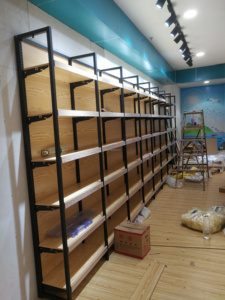 Bán buôn một mặt kim loại hiển thị Kệ nhiệm vụ ánh sáng thép gỗ đứng cho mỹ phẩm tiện lợi & cửa hàng kệ - Product Image 6