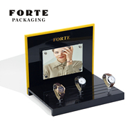FORTE PACKAGING Support de montre de luxe personnalisé en bois noir, protection robuste, support transparent pour la présentation en bijouterie