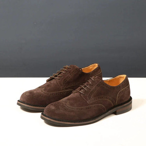 <span class=keywords><strong>Scarpe</strong></span> Derby Brogue Vintage Fatte a Mano per <span class=keywords><strong>Uomo</strong></span>, Allacciate, Casual, in Pelle Scamosciata, Stile Britannico - Product Image 4