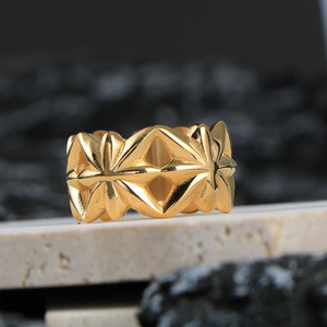 Men's <b>Titanium</b> Steel <b>Ring</b> Hollow Plant Pattern Fashion Jewelry SA1025 - Product Image 4
