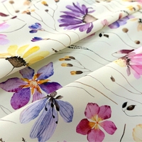 Tela Koshibo Floral de Alta Calidad, 100% Poliéster, Tejido con Impresión Digital Personalizada, 125 g/m², Crepé Koshibo para Vestidos de Verano