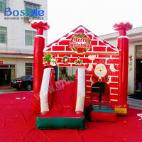 Château gonflable de Noël BOSTYLE en PVC, combo maison en briques, maison de saut, toboggan, installations aquatiques