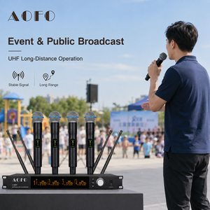 AOFO J-2800 4-Channel UHF Wireless Microphone True Diversity 640-690MHz Bluetooth USB 50Hz-18KHz AA Battery Powered for Stage - Product Image 4