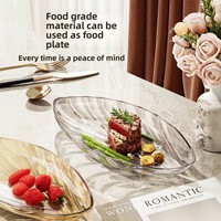 Bladsvormige plastic oplaadbare fruit schaal - duurzaam, grote capaciteit, minimalistisch & licht luxe design voor thuisdecoratie, geschikt voor serveren (OEN/ODN)
