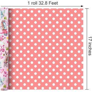 Valentines Day Wrapping <b>Paper</b> Pink Rabbit Love Arrow Dots Gift Wrap 17 Inch X 33 Feet Reversible For Valentine's Day Birthday - Product Image 3