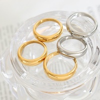 Anneau mince à large bande en acier inoxydable plaqué or gros dôme anneau empilable pour cadeaux bague acier inoxydable nouveau