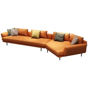 Light luxury Italian leather sofa living room top layer cowhide down noble concubine corner sofa combination