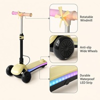 Trottinette Électrique à 3 Roues pour Enfants avec Lumières LED Colorées, Conception Pliable, Utilisation Extérieure, Roues Stables et Hauteur Réglable