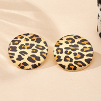 Boucles d'oreilles pendantes multicouches plaquées or motif léopard, grandes boucles d'oreilles imposantes dorées pour femme