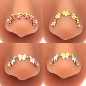 Gaby-cadena colorida para la <span class=keywords><strong>nariz</strong></span> para mujer, anillo de acero inoxidable para la <span class=keywords><strong>nariz</strong></span>, joyería para la <span class=keywords><strong>nariz</strong></span> con cadena - Product Image 2