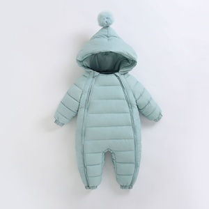 Combinaison bébé à capuche de style nouveau avec fermeture éclair bidirectionnelle, en coton épais et chaud, combinaison bébé, sous-vêtements thermiques pour nouveau-né - Product Image 6