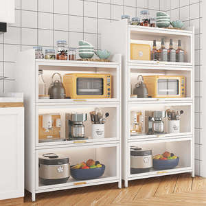Meuble de cuisine <span class=keywords><strong>pour</strong></span> four à <span class=keywords><strong>micro</strong></span>-ondes avec portes rabattables à 90° en acier durable, armoire de cuisine, meuble de rangement, chariot de cuisine <span class=keywords><strong>pour</strong></span> la maison - Product Image 2