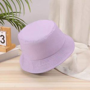 Reversible Fisherman Bucket <b>Hat</b> Unisex Spring/Summer Casual Versatile Sun Protection Solid Color Cotton Image Silk Screen - Product Image 4